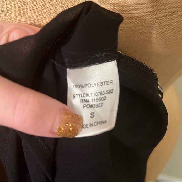 Lush Sheer Beaded Tank Top Button Down Blouse - Picture 7 of 7